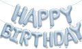 KALOR Pastel Blue Happy Birthday Balloons Banner, 16 Inch Mylar Foil Letters Balloon Sign for Birthday Party Decorations Photo Booth Backdrop