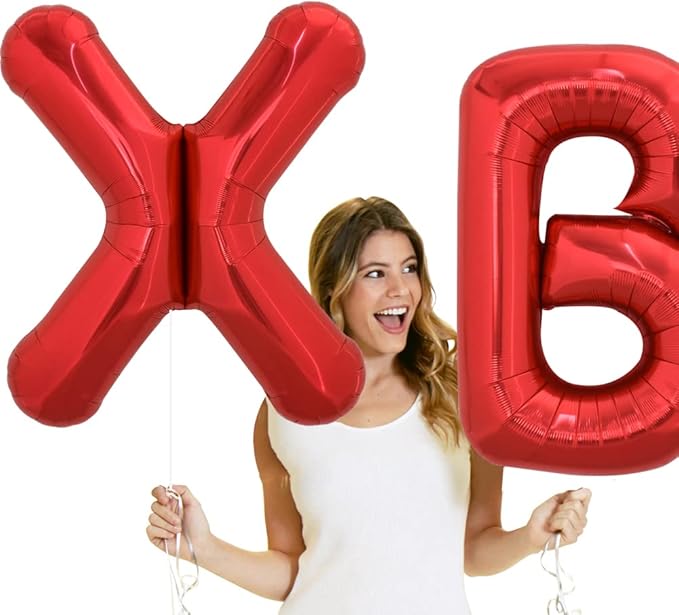 TONIFUL 40 Inch Large Bright Red Letter Balloons A-Z, Giant Jumbo Helium Foil Mylar Big Letter X Balloons for Birthday Party Anniversary Wedding Decorations