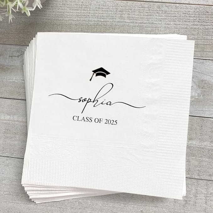 Personalized Graduation Party Disposable Napkins, Custom Grad Party Decor, Class Of 2025, Congratulations Grad, Gifts For Graduations Parties Style 4