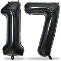 Black Number 17 Mylar Foil Balloons, 40 Inch Giant Black 17th Birthday Balloons for Boys Girls, Black Number 1 & 7 Helium Balloon for Women Men 17th Anniversary Party Decorations Supplies