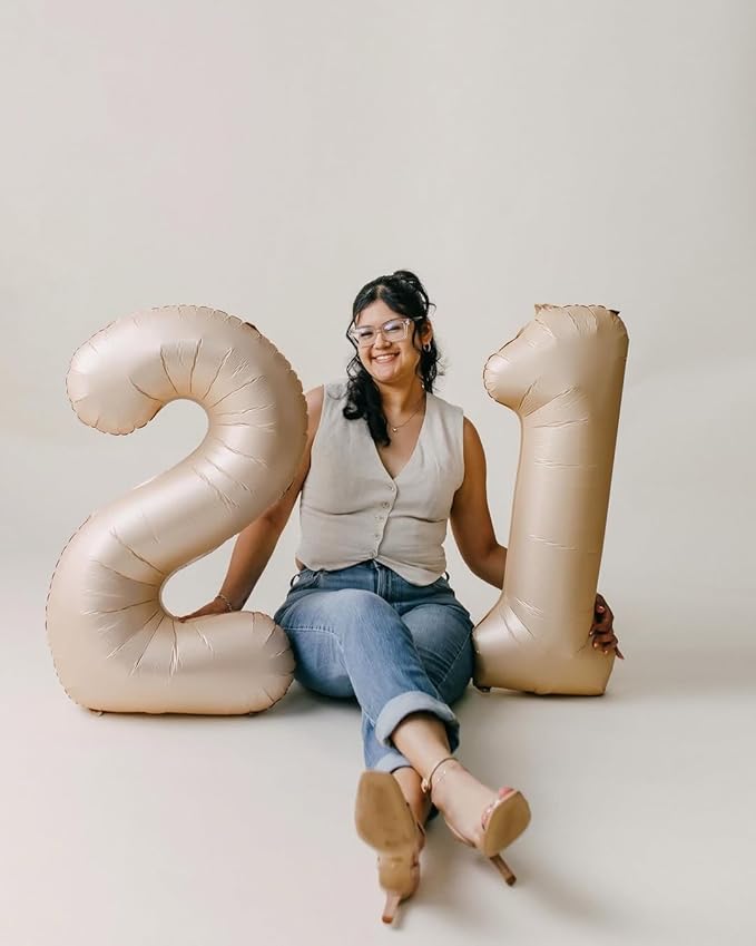 Light Brown Number 5 Balloon 40 Inch, 5 Balloon Number, 5th Birthday Decorations, Light Brown Party Supplies for Boys Girls