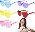 PLULON Heart Sunglasses for Women 5/12/25 Pcs, Heart Glasses Valentine Day Rimless Shaped Candy Color Fun Glasses Party Favor