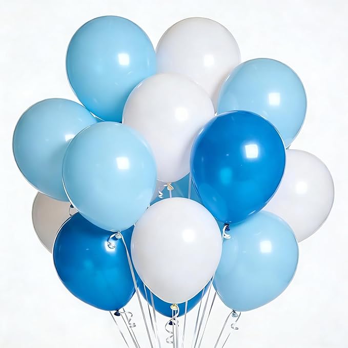 320 Pcs White Blue Light Blue Balloon 12 Inch Bulk Assorted Color Latex Balloons, for Birthdays Weddings Party Decorations