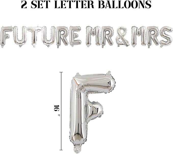 2 Set 24Pcs FUTURE MR & MRS Silver Letter Balloons 16in Foil Decorations Party Decor Supplies