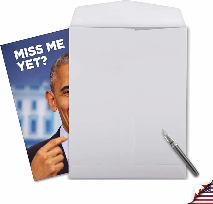 NobleWorks - 1 Big Political Birthday Card with Envelope (8.5 x 11 Inch) - Democrat and Republican Humor Bday Card - Miss Me Yet J5220BDG