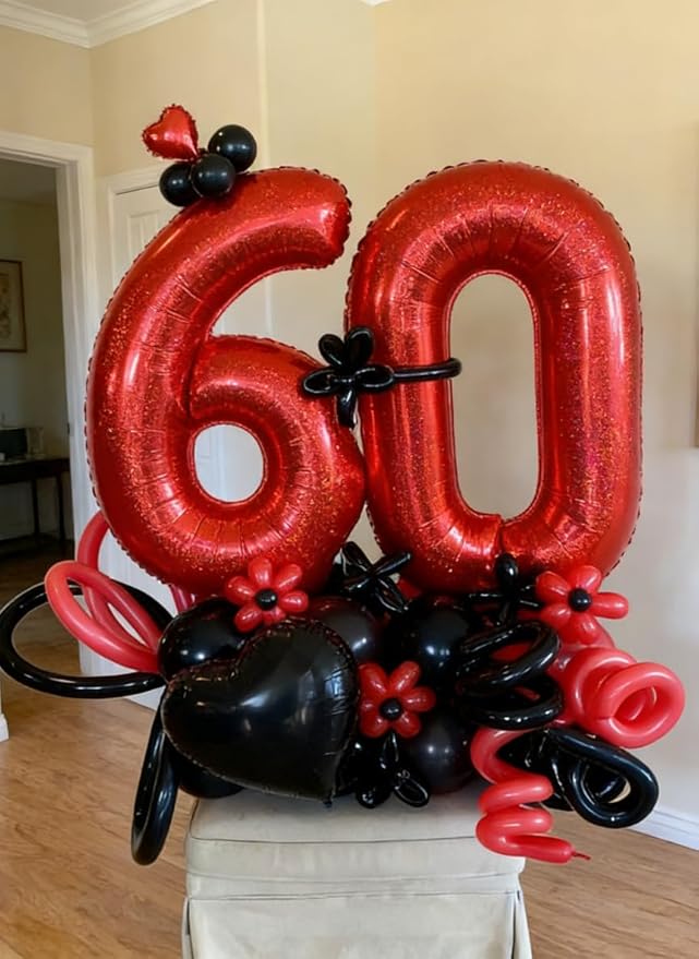 Laser Red 2 Balloon, Number Balloons 40 Inch, 2nd Balloon Number Birthday Decorations, Second Two Birthday Party Supplies, Number 2 Balloon