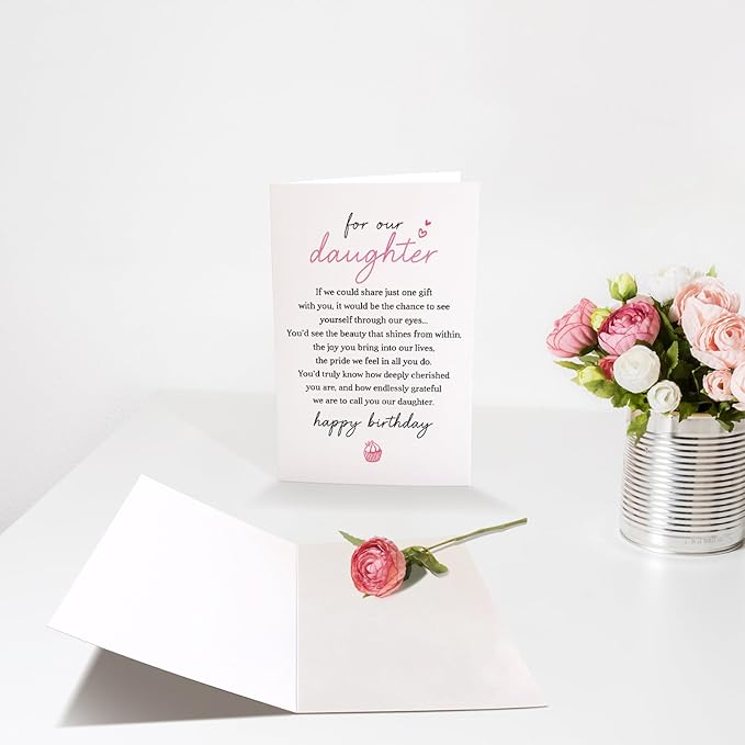 Chenive Daughter Birthday Card from Mom and Dad, Heartfelt Birthday Card for Adult Daughter, Sentimental Poem Daughter Birthday Card from Parents, Happy Birthday Card for Our Daughter