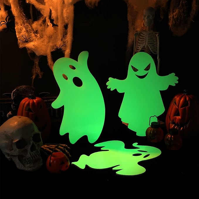 6 Pcs Halloween Yard Stake Glow in The Dark Ghost Lawn Stakes with Green Fluorescent Layer - Scary Lawn Decorations for Outdoor Garden Patio Yard