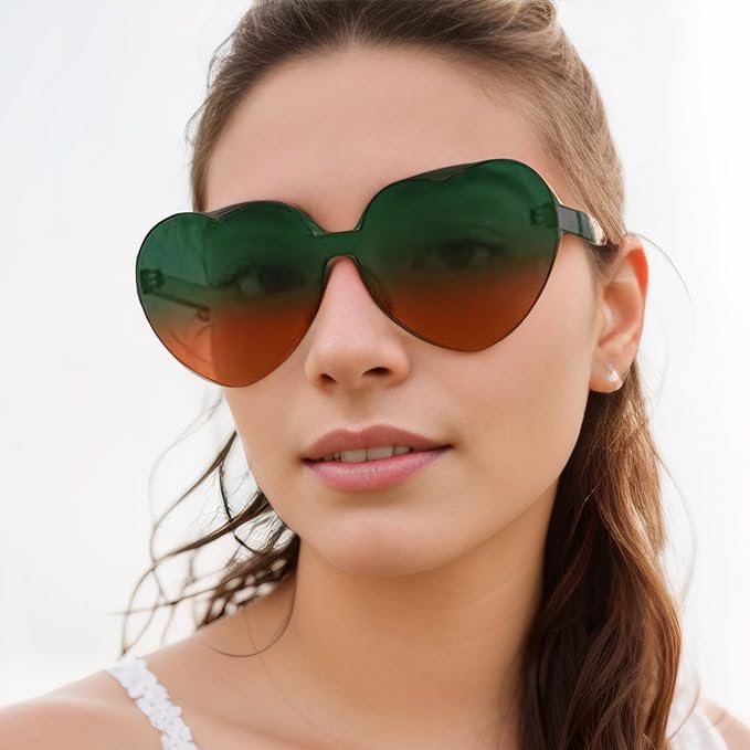 9 Pack Heart Shaped Sunglasses Rimless Heart Glasses for Bachelorette Party Birthday Decorations Party Favors
