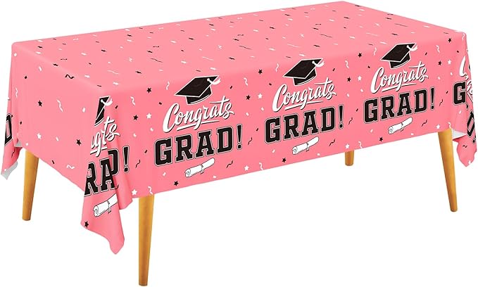 Gatherfun Graduation Tablecloths Graduation Party 2025 Table Decorations Waterproof Plastic Rectangular Disposable Table Cover for Congrats Grad Party Supplies 3PCS 54x108 Inch,