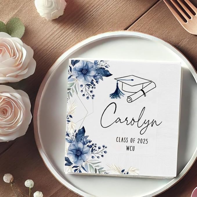 Personalized Graduation Party Disposable Napkins, Custom Grad Party Decor, Class Of 2025, Congratulations Grad, Gifts For Graduations Parties Style 2
