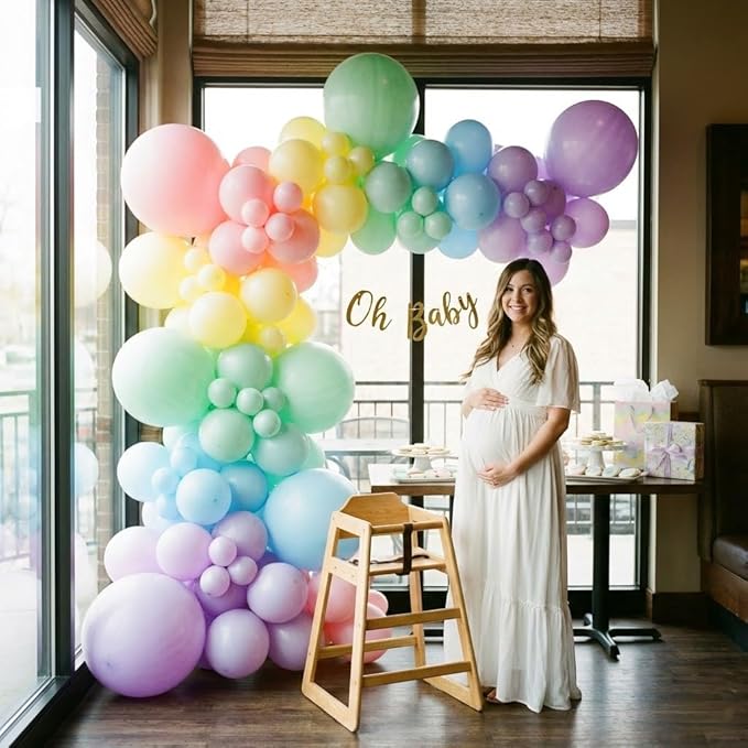158PCS Pastel Balloon Arch Garland Kit with Pink Green Yellow Blue Purple Balloons for Unicorn Party Supplies, Rainbow Theme Birthday, Baby Shower Decorations, Colorful Garland