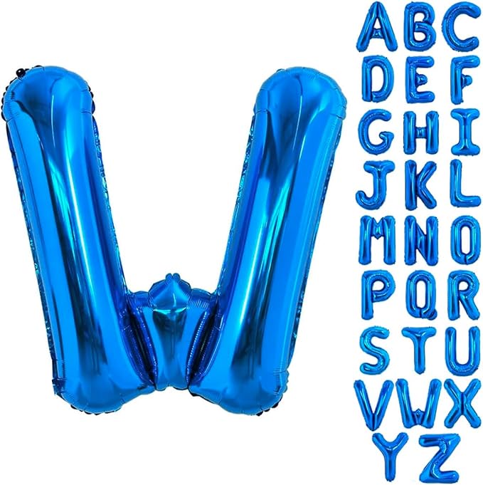 40 Inch Blue Letter W Balloons Alphabet W Letter Balloons Foil Mylar Big Letter Balloons for Birthday Party Anniversary New Year Graduation Wedding Decorations