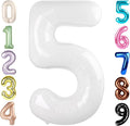Balloon Numbers 40 Inch 5 Ballon for 5th Birthday Decorations, 15 25 35 50 Big White Number Balloons for Wedding Photo Shoot Party Decor