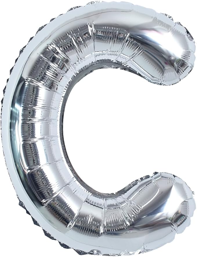 TONIFUL 40 Inch Large Silver Letter C Balloons Helium Balloons,Foil Mylar Big Letter Balloons for 2026 New Year Eve Graduation Wedding Baby Shower Birthday Party Anniversary Supplies Decorations