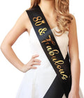 80th Birthday Sash for Women and Men 80&Fabulous Sash Black with Gold Foil Lettering