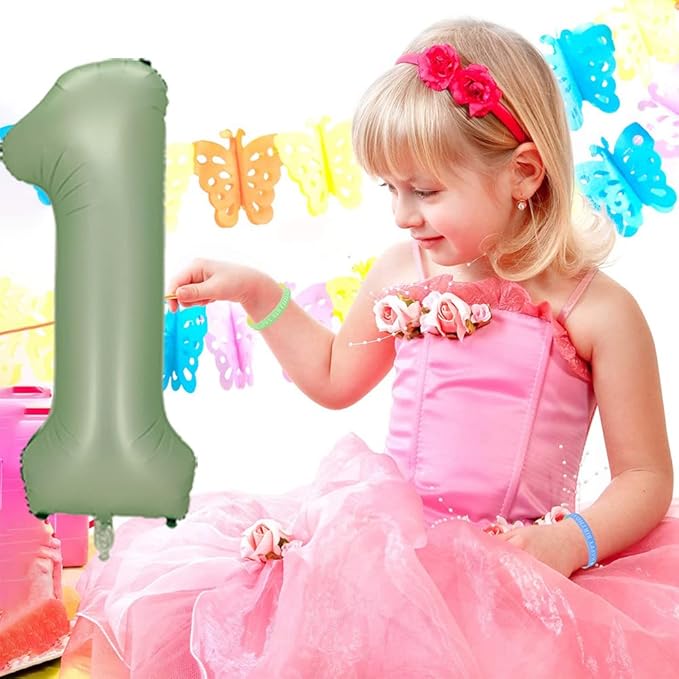 Number 1 Balloon, Large number balloons 40 inch Decor, 1st Birthday Party Decorations, Sage Green