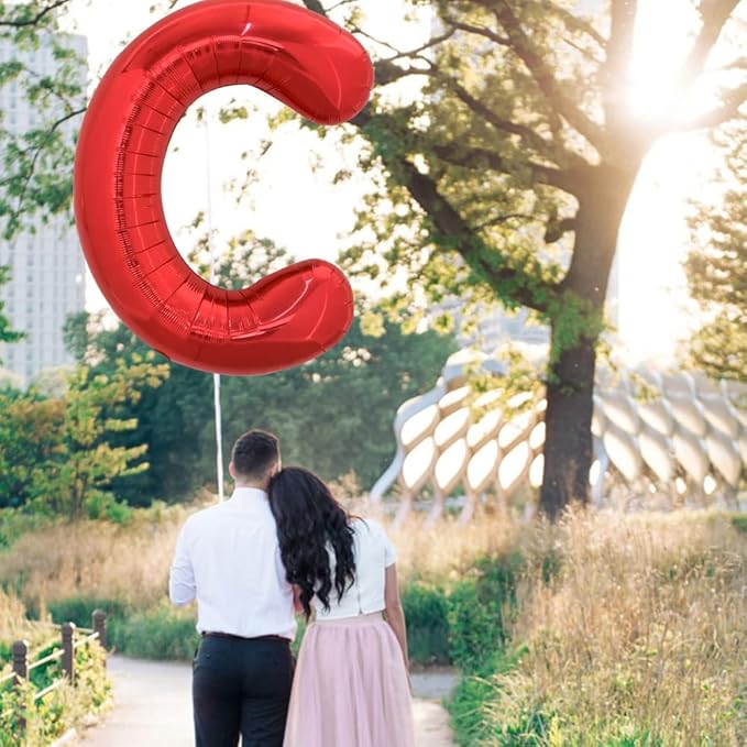 TONIFUL 40 Inch Large Bright Red Letter Balloons A-Z, Giant Jumbo Helium Foil Mylar Big Letter C Balloons for Birthday Party Anniversary Wedding Decorations