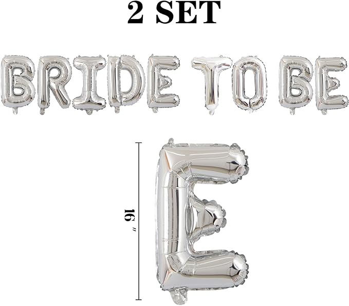 2 Set 18pcs Silver Bride To Be Letter Balloons 16in Balloon Wedding Decorations Party Decor Silver Letter Balloons Bride to Be Party Supplies