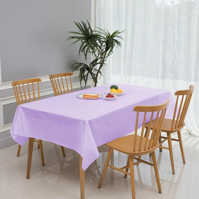 3 Pack Pastel Purple Disposable Tablecloth, 54" x 108" Lilac Purple Plastic Table Covers, Decorative Rectangle Tablecloth for Parties, Events, Wedding, Inddors & Outdoors