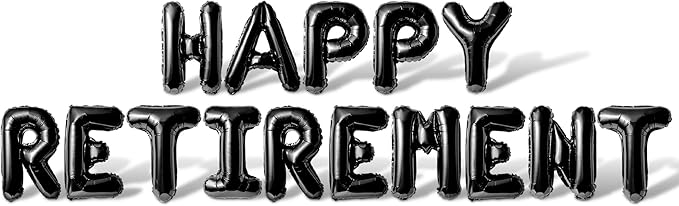 Letter Balloons - HAPPY RETIREMENT 16" Inch Alphabet Letters Foil Mylar Balloon Retirement Party Balloon Banner (Black)