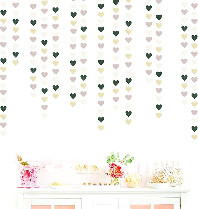 Sage-Green Gold Nude-Pink Party-Decorations Garland - 52Ft Boho Champagne Paper Streamers Banner,Birthday Bachelorette Baby Bridal Shower Wedding Engagement Fall Autumn Christmas Hanging Decor Ouruola