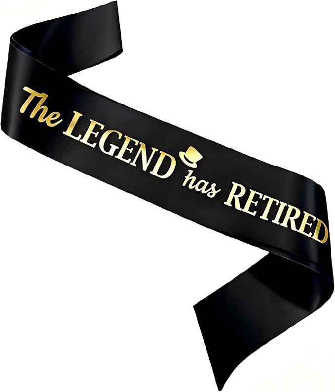 meleg otthon The Legend has Retired Sash, Black and Gold Foil Retirement Sash with Oversized Safety Pin for Men, Suitable for Retirement Party, Events and Decorations