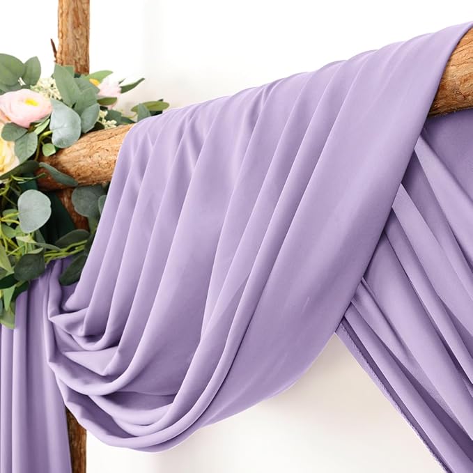 Wedding Arch Draping Fabric 30'' x 18FT Sheer Chiffon Arch Drape Backdrop 2 Panel Lilac Drapes for Easter Bridal Shower Baby Shower Photo Booth Church Decor Birthday Party Outdoor Decoration
