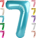40 Inch Number 7 Balloon, Pearl Blue Seven Birthday Decor, 7 17 27 70 Year Old Balloon Number for Engagement, Wedding, Graduations