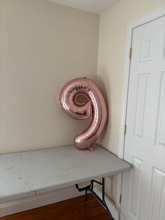 40 Inch Rose Gold Number 7 Balloon, Giant 7 Number Balloons for 7th Birthday Decorations, Party Supplies for Baby Boy Girl, Rose Gold Party Decor