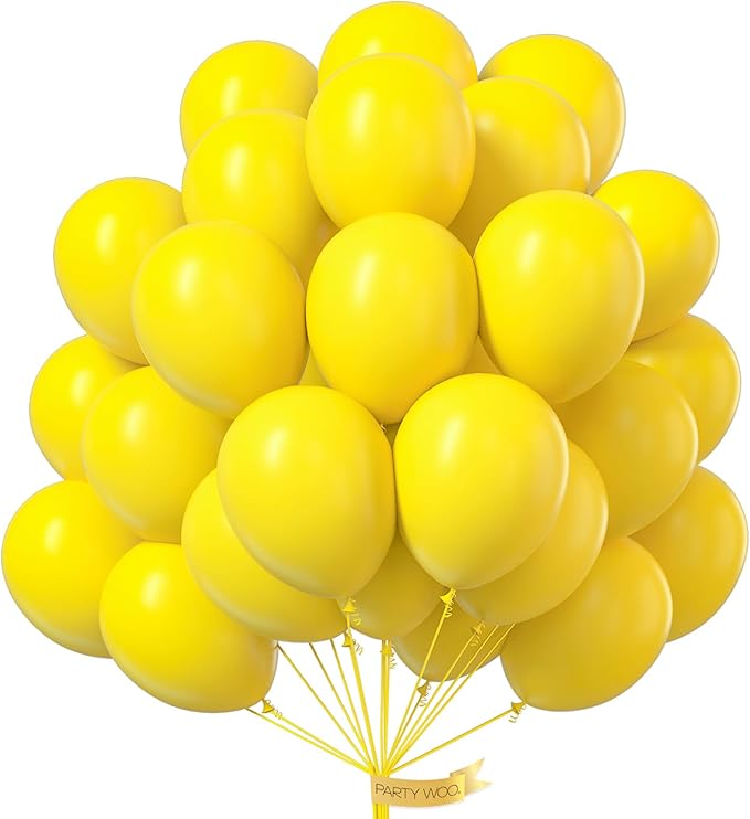 PartyWoo Yellow Balloons 101pcs 12 Inch Yellow Latex Helium Balloons for Birthday Baby Shower Graduation Sunflower Anniversary Engagement Bee Hawaiian Beach Lemon Theme Party Decorations Yellow-Y55