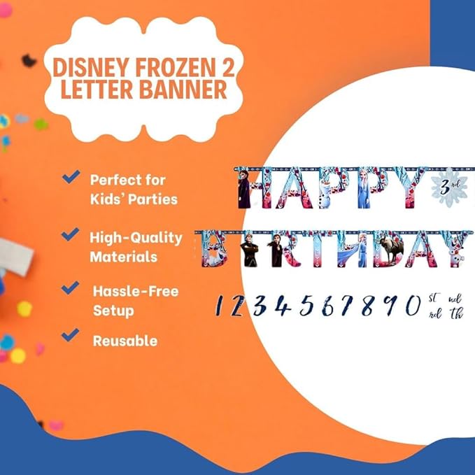 Disney Frozen 2 Jumbo Add-An-Age Letter Banner - 10.5' x 10" (Pack Of 1) - Multicolor Paper Party Decoration - Great For Themed Parties & Events