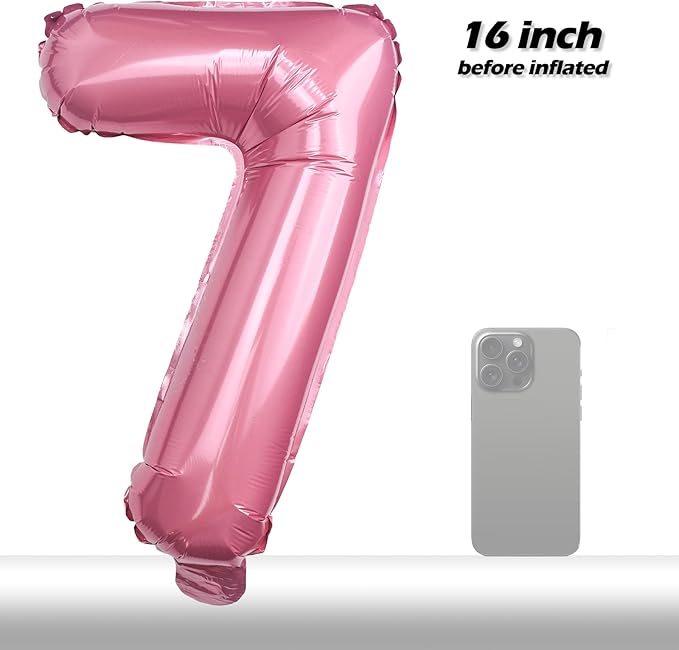 [20 Pcs] 16" Pink Foil Number Balloons (2 sets of 0-9) - Mylar Aluminum Hanging Decorations for Graduation, Birthday, Christmas & New Year's Eve Parties