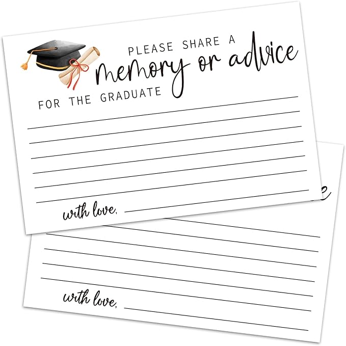 Graduation Advice and Wishes Cards, Modern Advice Cards For The Graduate, Grad Party Announcement Graduate Card, Graduation Party Games Decorations Supplies (20 Pack) C