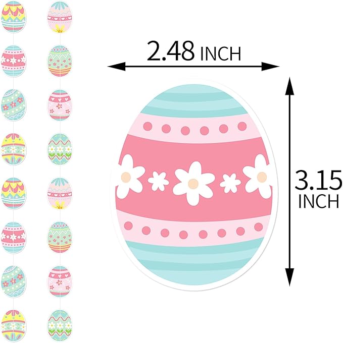 Wall Hanging Decorations Easter Egg Garland - 8pcs Rainbow Easter Streamers Banner Inside Indoor Party Decoration Favors, Spring Home Classroom Office Ceiling Decor Panduola