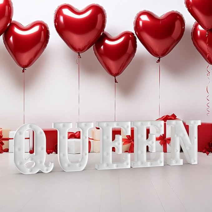 Marquee Lights, 26 Letter LED White Plastic Alphabet Letters for Valentines Day, Party (U)