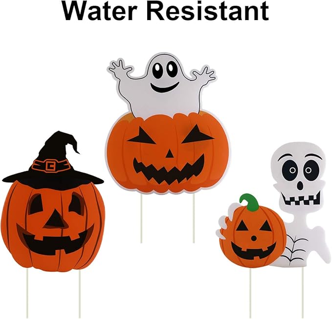 10PCS Yard Signs Halloween Props Pumpkin Ghost Monster Stakes for Decorations Outdoor Lawn Decor