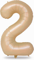 40" Neutral Number 2 Balloon for Boys Girls, Large Self Inflating Nude Helium Foil Number Balloons Set 0-9 for Women Men 2nd Birthday Graduation Anniversary Wedding Party Decorations Supplies