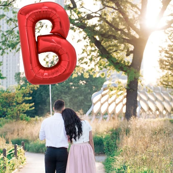 TONIFUL 40 Inch Large Bright Red Letter Balloons A-Z, Giant Jumbo Helium Foil Mylar Big Letter B Balloons for Birthday Party Anniversary Wedding Decorations