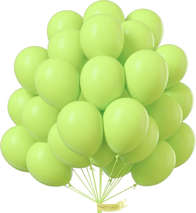 PartyWoo Lime Green Balloons 101pcs 12 Inch Light Green Latex Helium Balloons for Graduation Wedding Baby Shower Anniversary Birthday Dinosaur Jungle Golf Football Theme Party Decorations Green-Y6