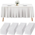 Prestee 24 Pack Plastic Table Cloth Disposable - 108" x 54" White Table Cloth Rectangle for Indoor or Outdoor Use - White Tablecloths for Weddings, Parties - Plastic Table Cover for Fine Dining Events