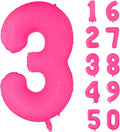 Fluorescent Rose Red Number Balloon 40 inch Giant Foil Helium Balloons Pink Number 3 Balloon for 3rd Birthday Party Decorations