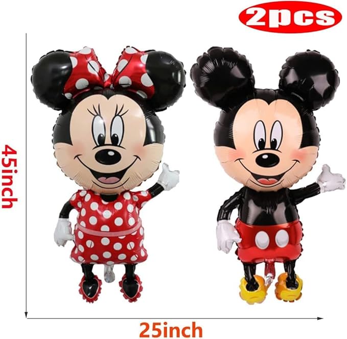 2pc Mickey Birthday Party Foil Balloons，Mickey Party Decorate Supplies