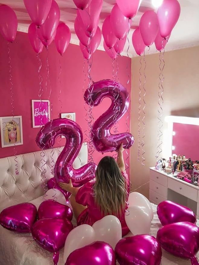 40 Inch 2 Birthday Balloon, Rose Purple Number Balloons for Birthday Party Decoration, 2 Ballon Party Decoration for 2, 12, 20, 22, 2026 Celebration, Graduation, Birthday, Anniversary Decor