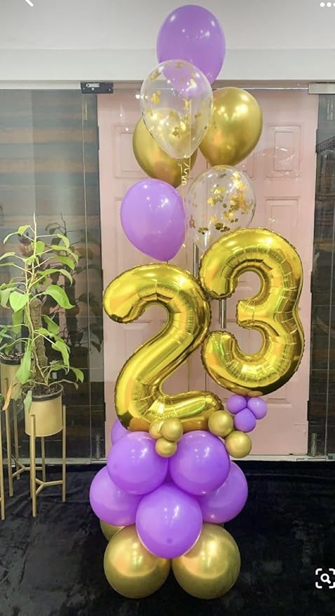 27 Gold Number Balloons, 40 Inch Balloons for Woman Man 27th Birthday Party Decoration, Foil Number Ballon for 27, 72 Anniversary, Bridal Shower, Graduation, Valentine's Day, Mother's Day, Easter