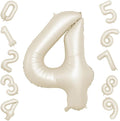 40 Inch Cream Number 4 Balloon, Beige Large 4th Birthday Balloons, Digital 4 Cream White Giant 4 Foil Balloon Helium for Boys Girls 4th Birthday Decorations Anniversary Baby Shower Party Supplies