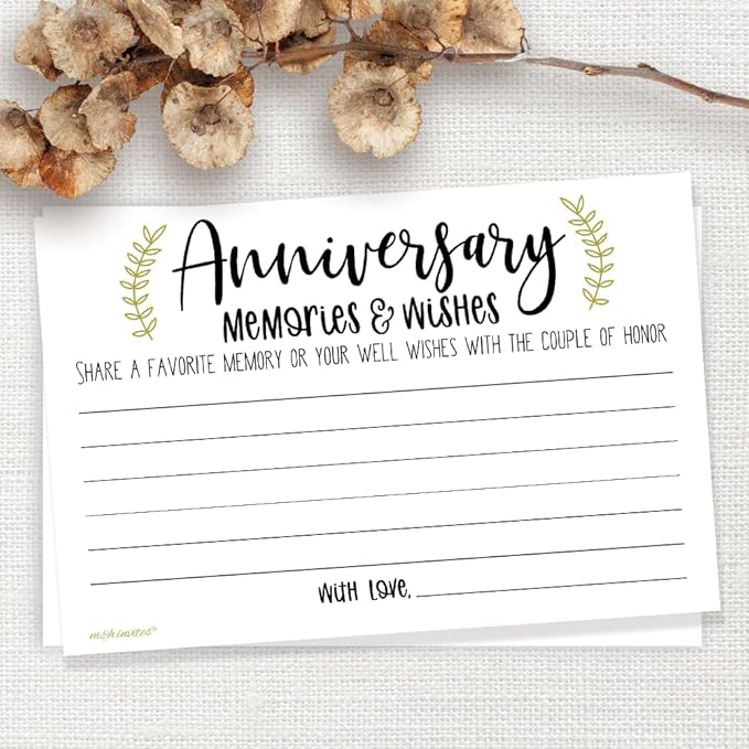 m&h invites Laurel Anniversary Memories and Wishes Cards (50 Count)