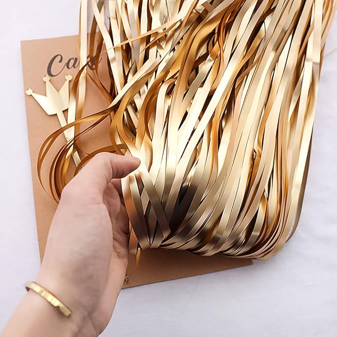 Light Gold Backdrop Curtains -6.6x9.8 feet, Pack of 2 | LILF Matte Foil Fringe Curtain with Non-Marking Tape | Tinsel Streamers Backdrop for Birthday Bachelorette Party Decoration Photo Booth Props