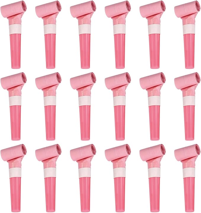 uxcell 20 Pcs Colorful Noise Makers Plastic Party Blowers Party Favors for Birthday Parties Holiday Christmas New Years Gift Favors, Light Pink