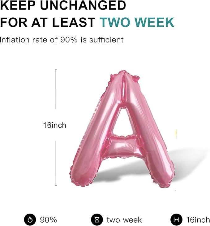 58 PCS Letter Balloons Alphabet Letters 2 Sets A- Z & 1 Sets AEIOU 16 - Inch Mylar Foil Balloons Set for Wedding/Birthdays/Annivs/Grads party Decoration Banner Custom Phrase (Pastel Pink)